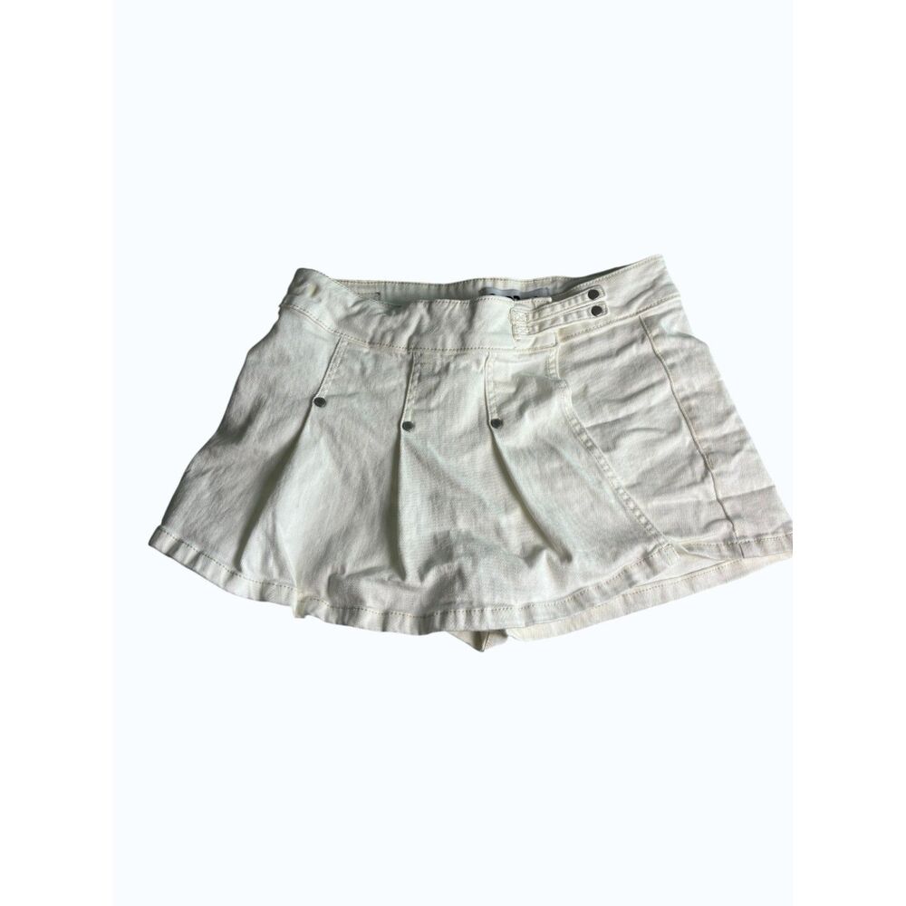 PTCL Women's White Denim Skort Mini Skirt Shorts Size Small